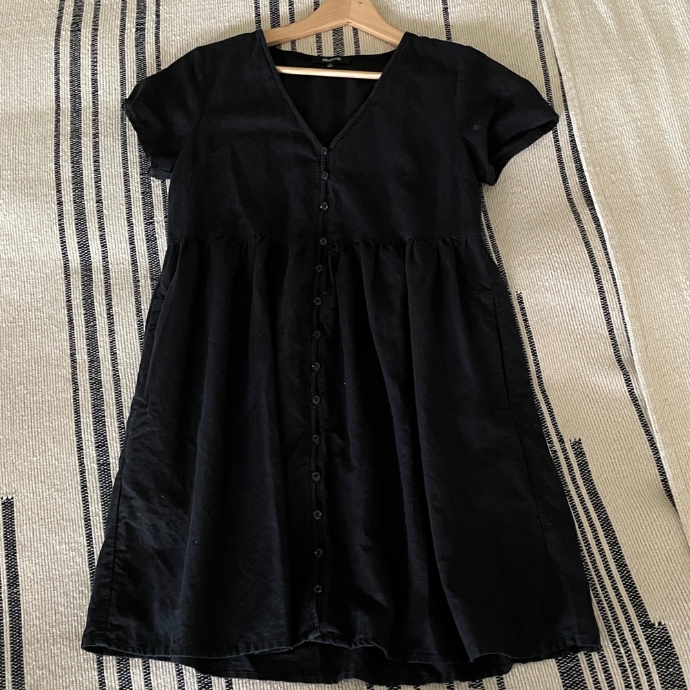 Madewell knee length black summer dress cotton/linen